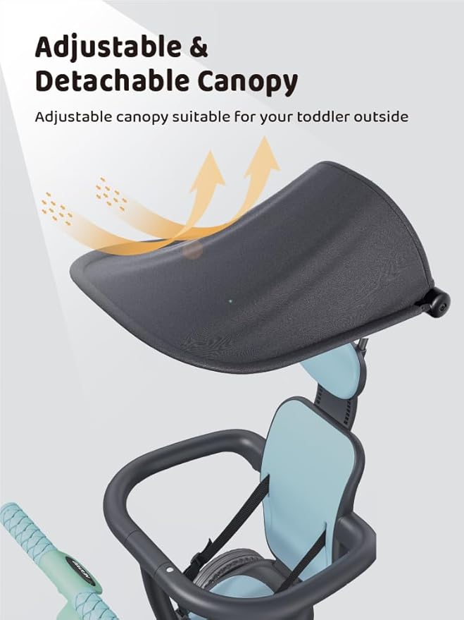 newyoo Toddler Bike, Tricycle for Toddlers 1-3, Toddler Tricycle with Push Handle and Canopy, Birthday Gift and Toys for Girl and Boy, 6 in 1 Baby Trike, Balance Bike, TR009, Green