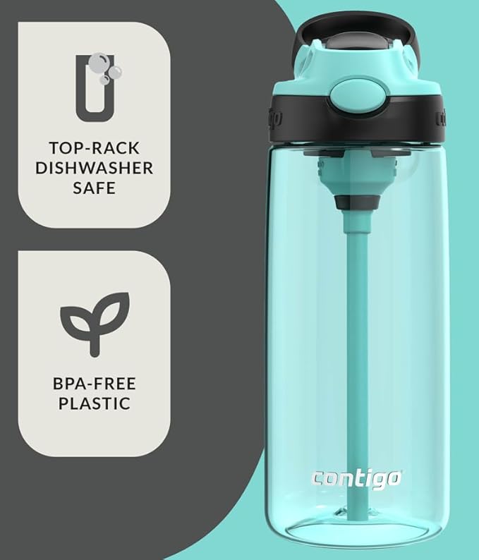 Contigo Aubrey Leak-Proof Spill-Proof Water Bottle 20oz. 2 Pack Jade/Licorice & Juniper/Jade