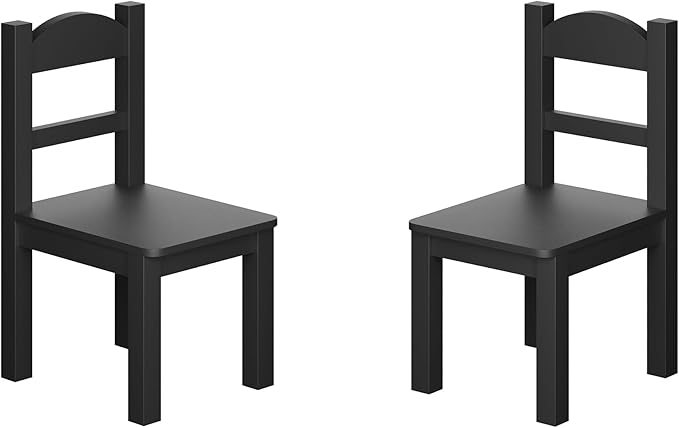 Treocho Wooden Kids Table and Chair Set with Reversible Tabletop, 2 in 1 Toddler Desk with Storage Drawers, Kids Activity Table with Blocks Building Baseplate for Playing, Reading, Drawing, Black