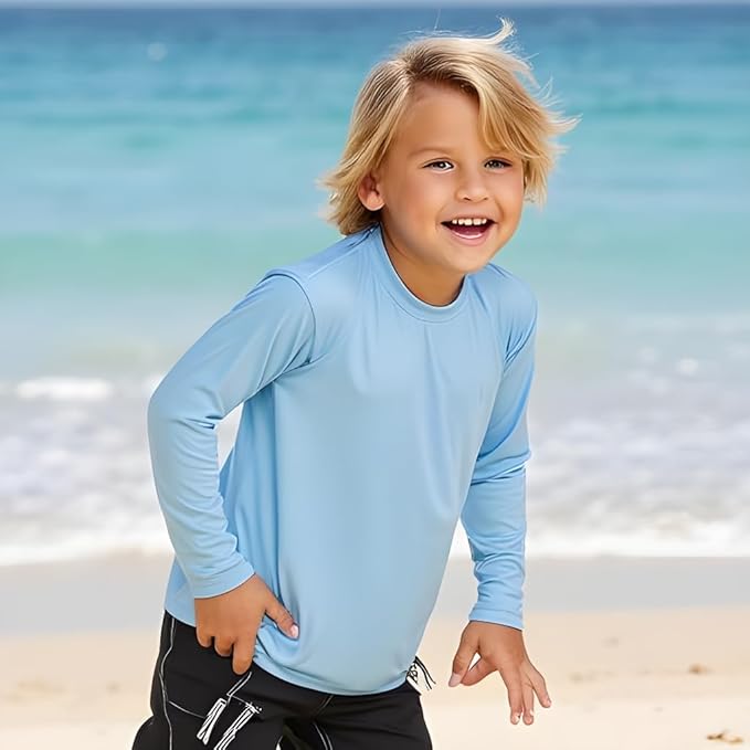 INGEAR Boys' Rash Guard UPF 50+ Swim Shirt - Lightweight, Quick-Dry, Durable Sun Protection for Swimming, Sizes XS-XL
