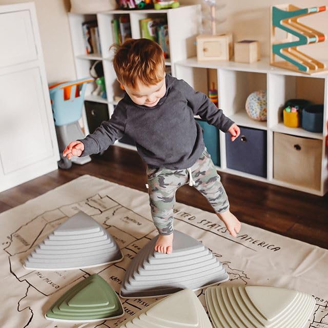 JumpOff Jo - Rocksteady - Balance & Coordination Enhancing Blocks and Stepping Foam Stones, Sensory Toys for Kids - Indoor and Outdoor Obstacle Course