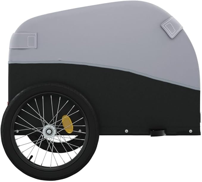 Bike Wagon Trailer, Bike Cart with Safety Flag, Bike Trailer Bicycle Cargo Trailer, Black and Gray 99.2 lb Iron, 49.6"x24.8"x24.8"