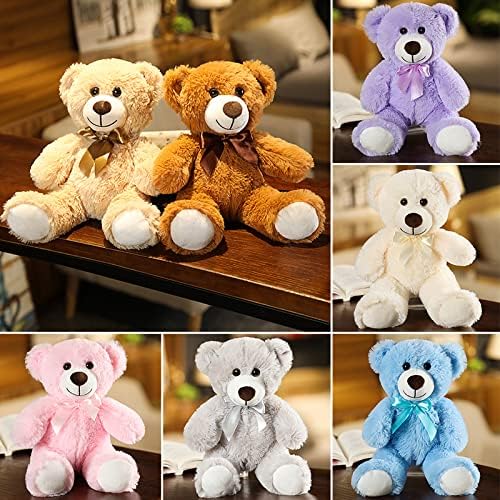 Plush Teddy Bear Cute Stuffed Animal Bear with Bow Plush Toys Gift for Kids and Girls 35cm/13.8 Inches (Purple)