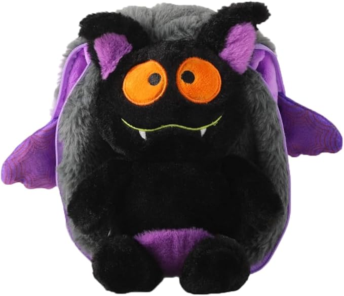 2-in-1 Transforming Plush Toy with Zipper, Reversible Bat Pillow to Bat Plush Stuffed Animal, Soft Surprise Plushie for Kids, Fun Holiday Stocking Stuffer