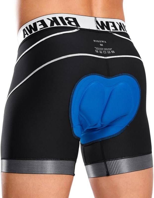 Bikewa Men's Cycling Underwear with Anti-Slip Leg Grips 4D Padded Bike Shorts MTB Liner for Bicycle Biking Riding