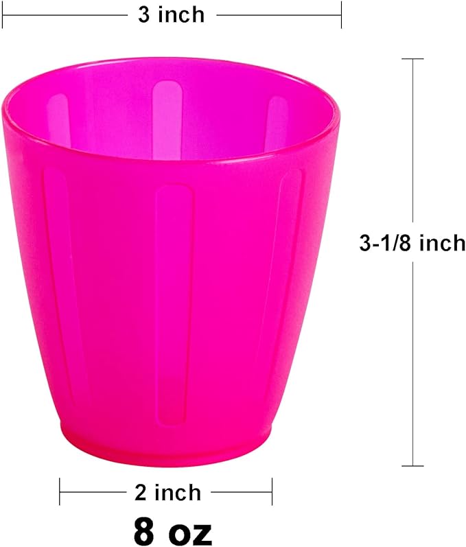 Honla 8 oz Kids Cups,Set of 20 Small Plastic Cups for Kids,BPA Free Cup,Dishwasher Safe,Reusable and Unbreakable Children Drinking Cup Tumblers in 5 Assorted Colors