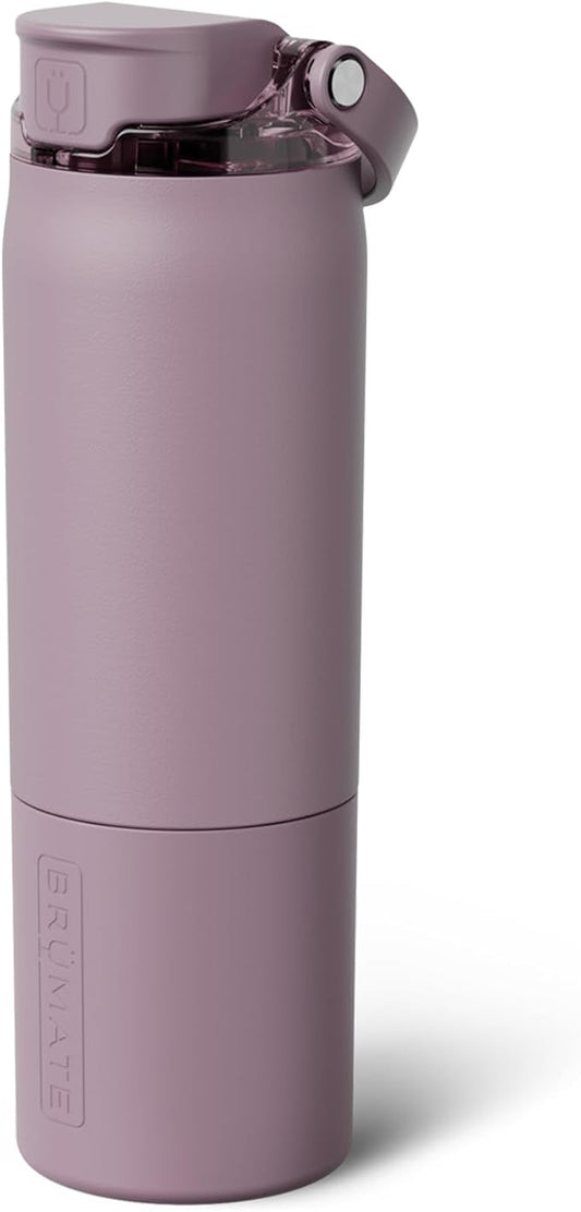 BrüMate Rise 25oz Water Bottle with Covered Silicone Straw | 100% Leakproof Insulated Water Bottle | Cup Holder Friendly Base | 25oz (Lilac Dusk)