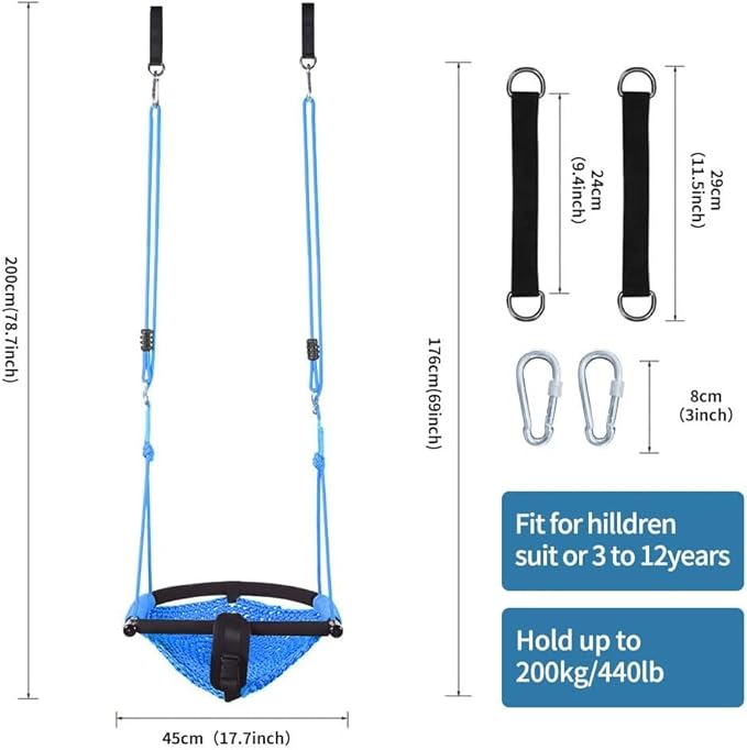 2 -in- 1 Toddler Swing. Swing Seat for Kids with Adjustable Ropes, for Kids Heavy Duty Rope Play Secure Children Swings Set, for Outdoor Indoor, (Blue+Pink)