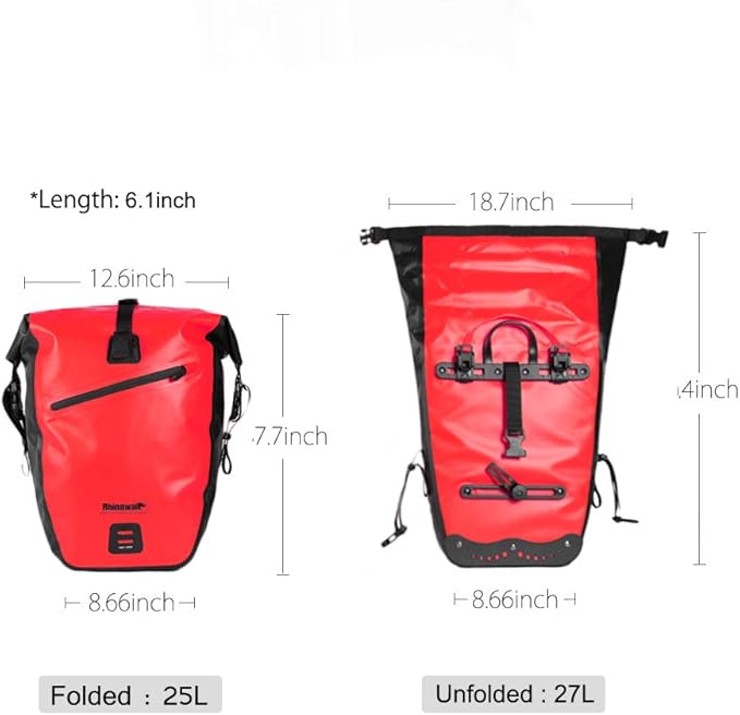 Rhinowalk Bike Bag Waterproof Bike Pannier Bag for Bicycle Cargo Rack Saddle Bag Shoulder Bag Laptop Pannier Rack Bicycle Bag Professional Cycling Accessories