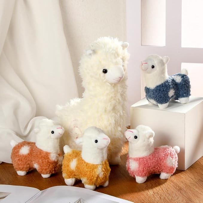 Civaner Llama Stuffed Animal with 4 Baby Llama Plushies Operation Christmas Cute Alpaca Plush Set Soft Kawaii Alpaca Pillow for Kids Girls Birthday Christmas Charity Donation Gift Home Decor(White)