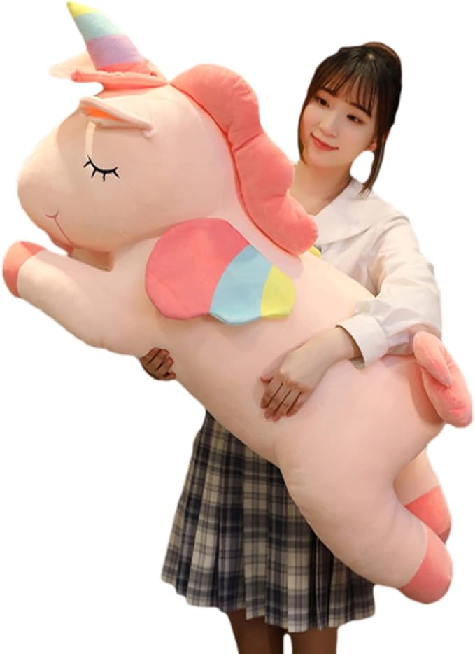 Unicorn Plush Hugging Pillow, Big Unicorn Stuffed Animal Body Pillow Toy Gifts for Kids, Valentine, Christmas (Pink, 39.3 in)