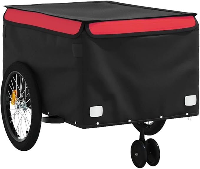 Bike Cargo Trailer, Bicycle Cart Bike Wagon Trailer, Bike Luggage Carrier, Loading Bike Storage Cart, Black and Red, Maximum Load Capacity: 99.2 lb,-441