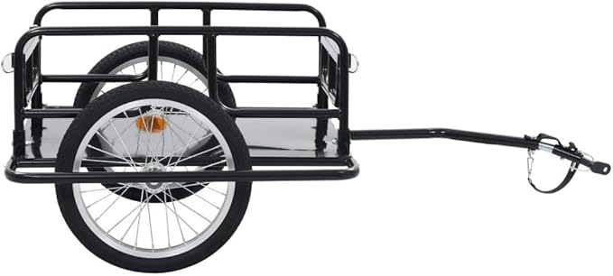 Bike Cargo Trailer, Bicycle Cart Wagon, 110.2 lb Max Load Steel Frame Heavy Duty for Carrying Stuff Luggage Plants Tools, 51.2"x28.7"x19.7" Black