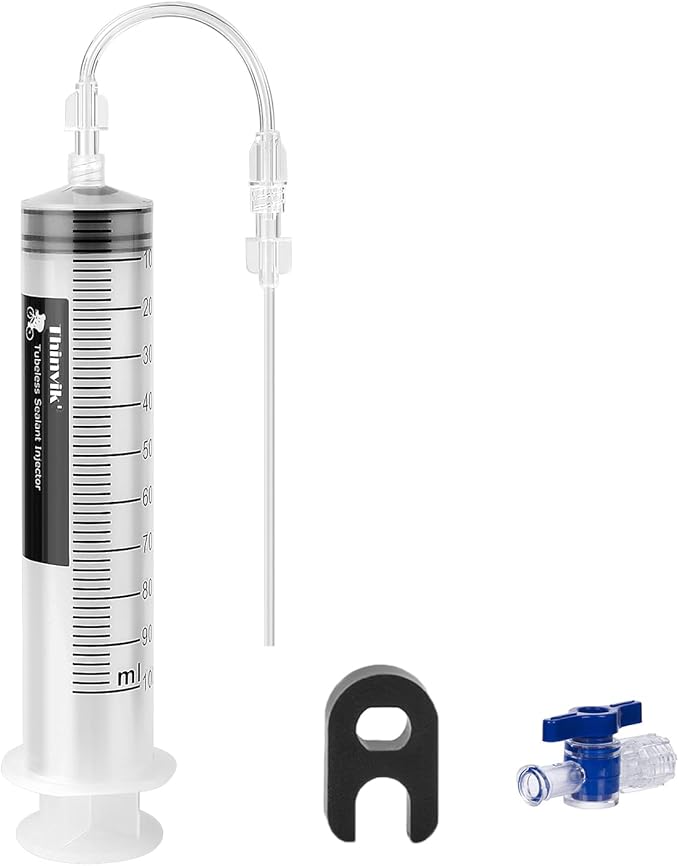 Thinvik 3.5 oz/100ML Tubeless Sealant Injector kit with Presta Valve Core Removal Tool.Tubeless Sealant Injector Syringe for Stans No Tubes Sealant.Bicycle Tubeless Tire Sealant Syringe with Switch.