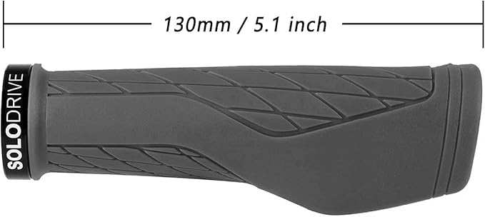 SOLODRIVE Ergonomic Design Mountain Bike Grips, Comfortable Bicycle Handlebar Grips, Single Lock-on and Non-Slip MTB Handle, Fit MTB, E-Bike, Hybrid, Scooter