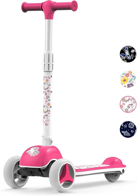 MOUNTALK Kids Scooter for Ages 1-12 Years, 3 Wheels Toddler Scooter for Children Age 1-3/3-5/5-8/8-12 Boys and Girls with Adjustable Heights and LED Wheels