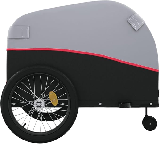 Bike Wagon Trailer, Bike Cart with Safety Flag, Bike Trailer Bicycle Cargo Trailer, Black and Red 99.2 lb Iron, 26.8"x52.4"x26.8"