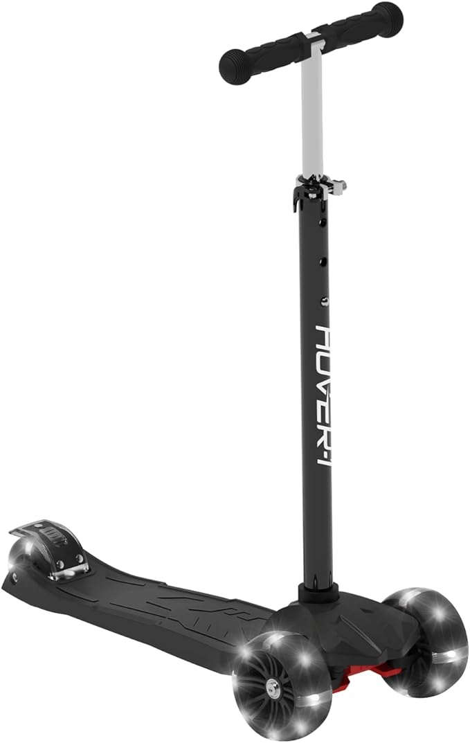 Hover-1 Solaris Kick Scooter with Multicolor Wheel Lights, 4.5” Front Wheels, Rear Foot Brake, and 110 Pound Weight Capacity
