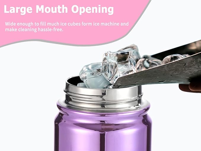 Mininoo Kids Water Bottle, Girls Water Bottles for School, 16oz Metal Water Bottle Kids with Straw Lid