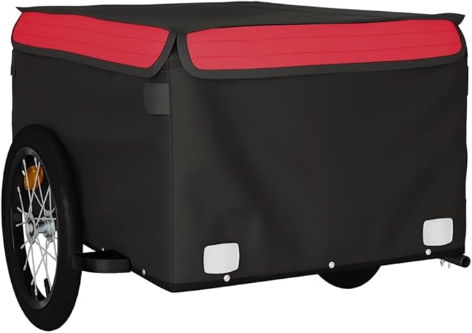 Bike Cargo Trailer, Bicycle Cart Bike Wagon Trailer, Bike Luggage Carrier, Loading Bike Storage Cart, Black and Red, Maximum Load Capacity: 99.2 lb,-434