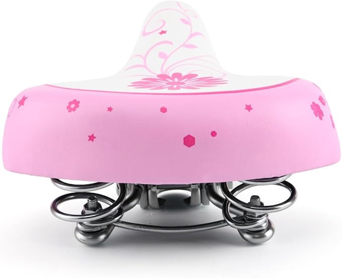 Wide Kids Bike Seat for Girls Bike, Purple & Pink