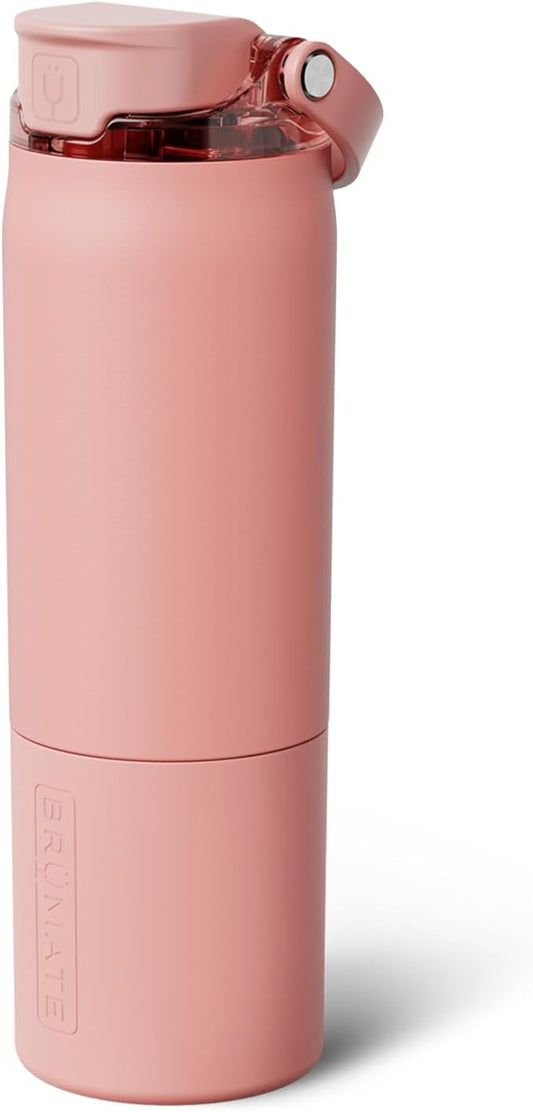 BrüMate Rise 25oz Water Bottle with Covered Silicone Straw | 100% Leakproof Insulated Water Bottle | Cup Holder Friendly Base | 25oz (Guava)