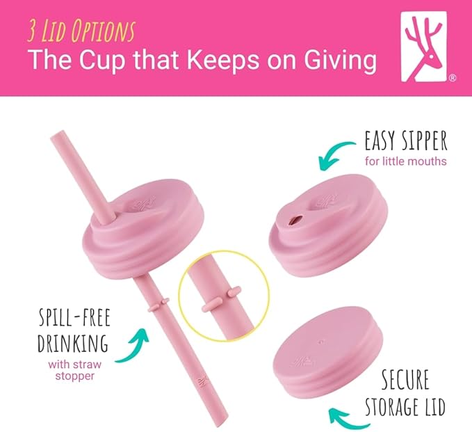 Elk and Friends Kids + Toddler Glass Cups | The Original 8oz Glass Mason Jar with Sleeves + Lids | Silicone Straws + Stopper | Smoothie Cup | Food Storage | Spill Resistant | Dishwasher Safe | 4 Pack