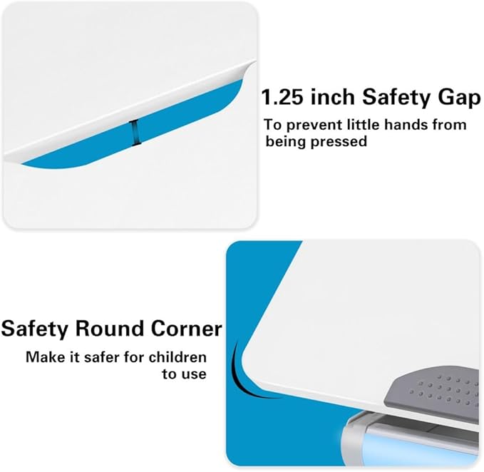 COSVALVE 39in Wide Adjustable Height Kids Desk with Tilting Desktop, Steel Frame, Drawer, and Bookshelf Hutch, Study Child Table for Ages 3-12, Blue