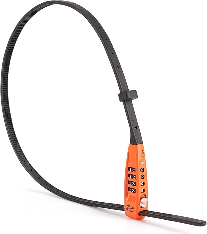 CXWXC Zip Tie Lock - 4-Digit Combo Cable Locks for Bike Motorcycle Helmet, Skateboard, Skis, Snowboard, Stroller & Cabinet - Ideal for Lightweight Security (Orange, 70CM)
