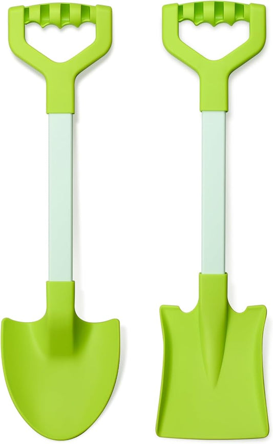 20” Long Sand Beach Shovels for Kids Heavy Duty Plastic Summer Sand Scoops Spades Toy Sandbox Garden Snow Digging Play Gift Set Party Bundle 2 Pack Green