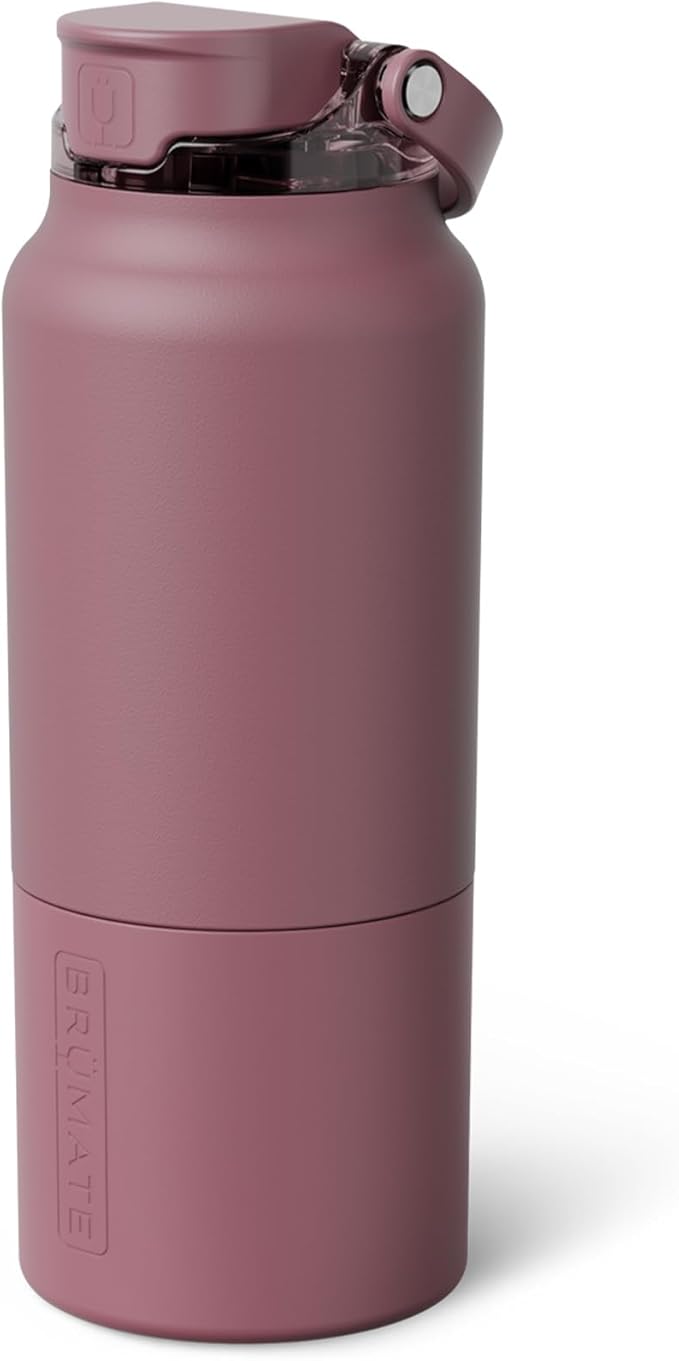BrüMate Rise 35oz Water Bottle With Covered Silicone Straw | 100% Leakproof Insulated Water Bottle | Soft Sip Silicone Spout | Made of Stainless Steel | 35oz (Rose Taupe)