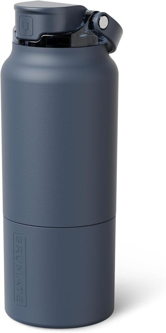 BrüMate Rise 35oz Water Bottle With Covered Silicone Straw | 100% Leakproof Insulated Water Bottle | Soft Sip Silicone Spout | Made of Stainless Steel | 35oz (Nightfall Blue)