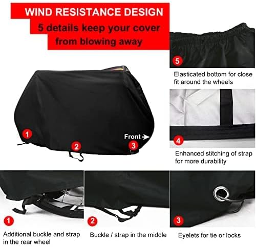 Waterproof Bike Cover Waterproof Foldable Bicycle shield Sun Protective Fits 1-3 Bikes Double Buckle Straps, Black