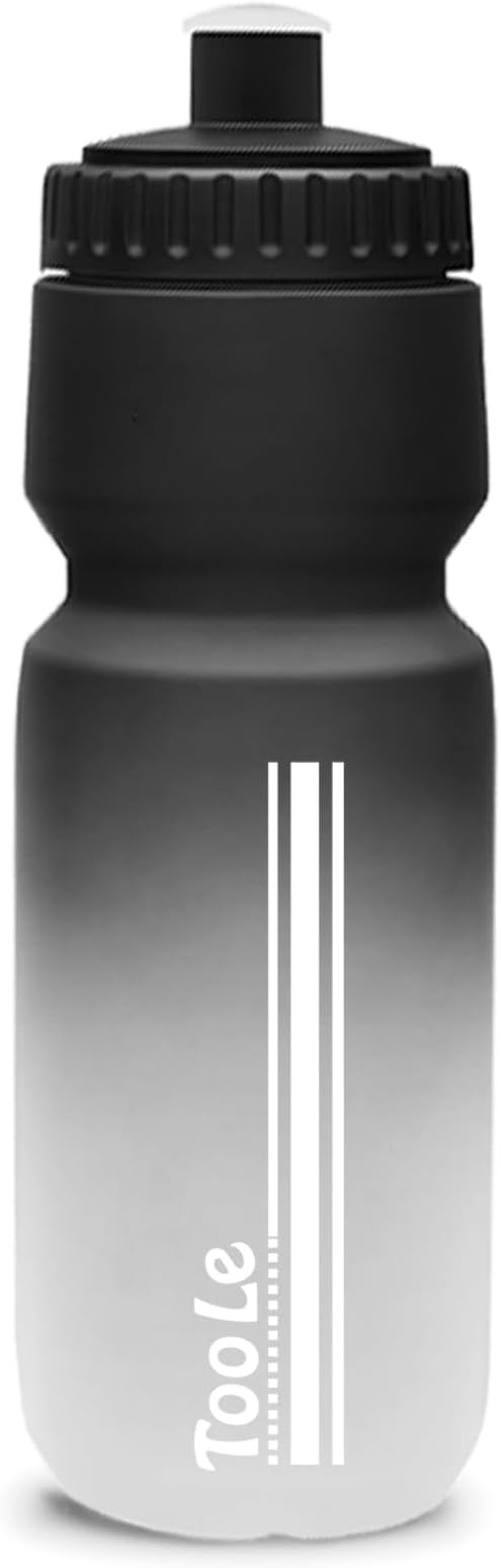 Bike Water Bottle, Cycling Squeeze Water Bottle Leakproof BPA Free with Capacity Scale w/Pull Top Lid, Reusable, for Bicycle, Gym,Camping, Hiking 24oz