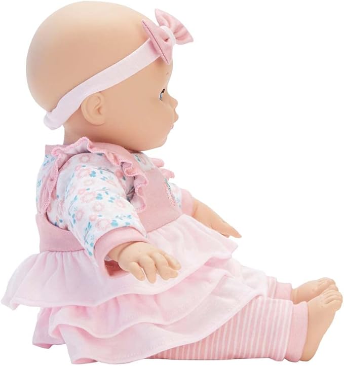 Madame Alexander 14-Inch Baby Cuddles Doll with Bottle, Pink Floral, Light Skin Tone