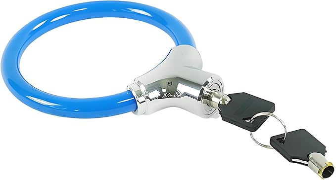 Bicycle Cable Lock, Blue Steel Cable with Keys, Security Lock