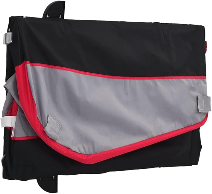 Bike Wagon Trailer, Bike Cart with Safety Flag, Bike Trailer Bicycle Cargo Trailer, Black and Red 99.2 lb Iron, 52.4"x26.8"x26.8"