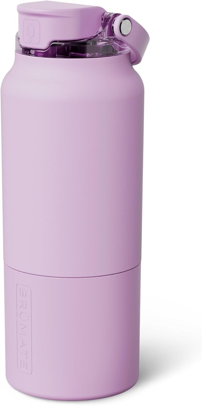 BrüMate Rise 35oz Water Bottle With Covered Silicone Straw | 100% Leakproof Insulated Water Bottle | Soft Sip Silicone Spout | Made of Stainless Steel | 35oz (Lavender)