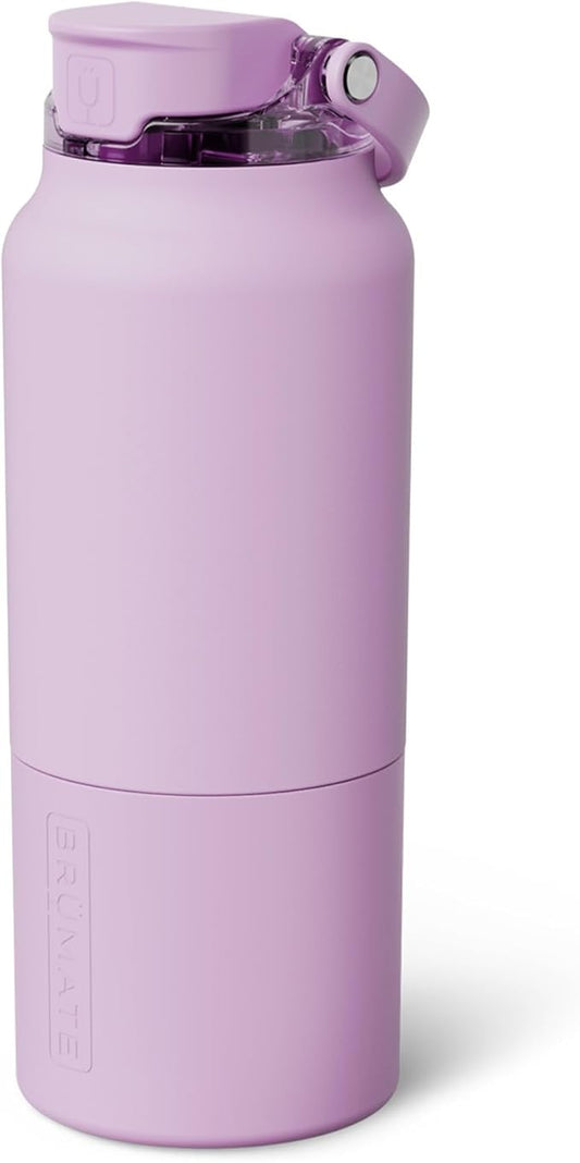 BrüMate Rise 35oz Water Bottle With Covered Silicone Straw | 100% Leakproof Insulated Water Bottle | Soft Sip Silicone Spout | Made of Stainless Steel | 35oz (Lavender)