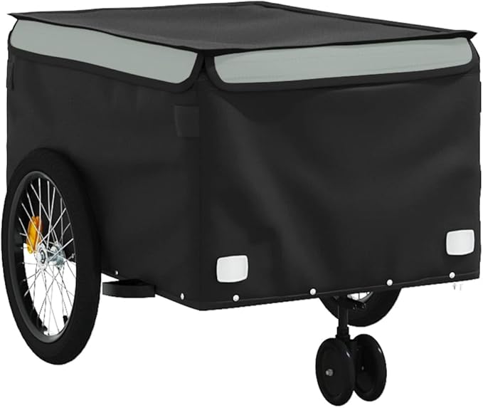 Bike Cargo Trailer, Bicycle Cart Bike Wagon Trailer, Bike Luggage Carrier, Loading Bike Storage Cart, Black and Gray, Maximum Load Capacity: 99.2 lb,-442