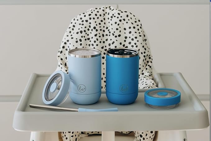 Double walled insulated stainless steel kids & toddler cups with straws and lids | Best Sippy cups with straw for boys 1+ year old | Holds 12oz capacity - On the Go Travel containers