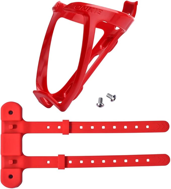 ZONKIE Bicycle Bottle Cages, Plastic Bike Bottle Holder with Cage Mounting Base (Red)