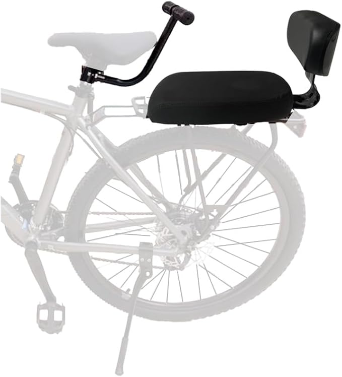 Bicycle Rear Seat with Back,Pu Leather Soft Cushion Bicycle Passenger Seat,Rear Bike Seat Kids Including Cushion and Backrest, Armrest, Footrests
