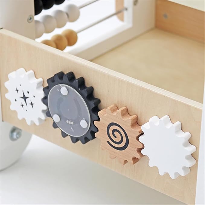 Wooden Baby Walker - 5in1 Montessori Activity Cubes, Baby Push Walker for Toddler, 1+ Year Old Boy Girl | Sorting & Stacking Toys, Bead Mazes & Counting Toys