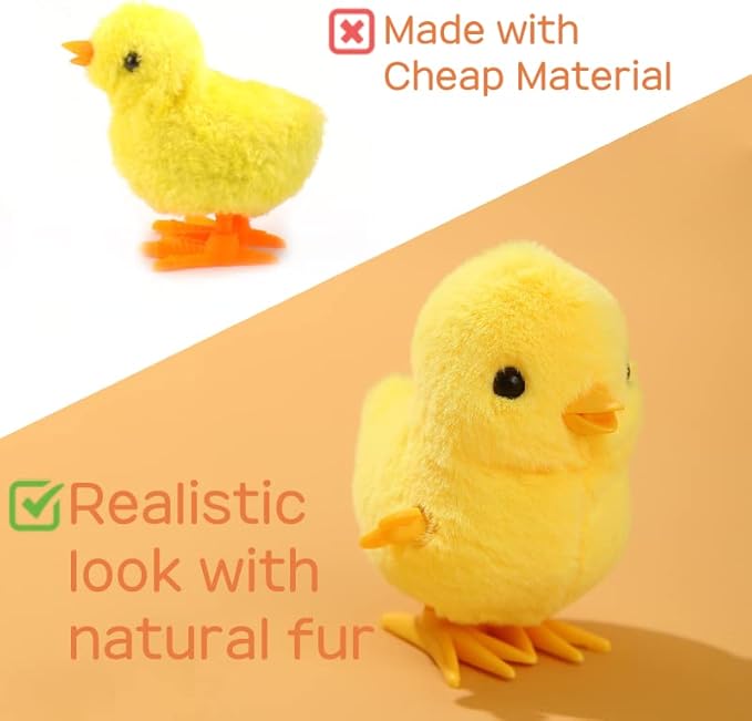 Easter Wind-Up Plush Toys Fluffy Realistic Jumping Chicks & Ducks for Kids (Pack of 4)