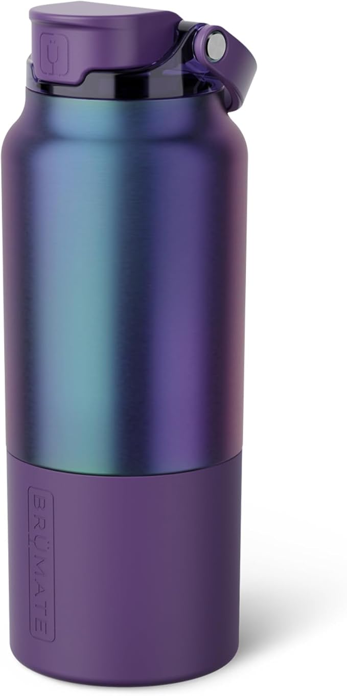BrüMate Rise 35oz Water Bottle With Covered Silicone Straw | 100% Leakproof Insulated Water Bottle | Soft Sip Silicone Spout | Made of Stainless Steel | 35oz (Dark Aura)