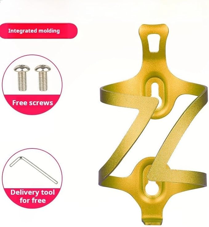 Premium Aluminum Alloy Bike Cup Holder - - Durable Water Bottle Cage for Bicycle, Road Bike, Mountain Bikes (Gold)