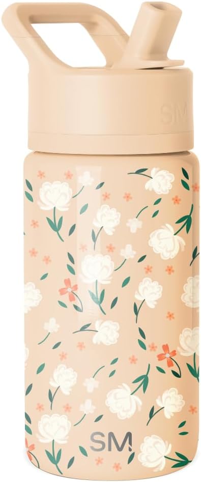 Simple Modern Kids Summit Water Bottle with Straw Lid | 14oz Stainless Steel Cup Insulated Tumbler for Toddlers, School | Chloe Floral