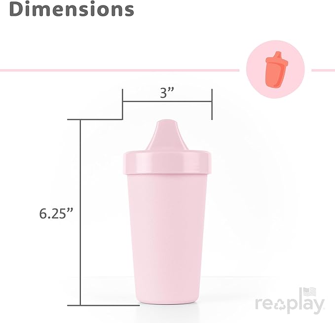 Re-Play Spill-Proof Sippy Cups - Reusable 10 Oz Set of 4, Dishwasher & Microwave Safe, Made in USA, Modern Blush