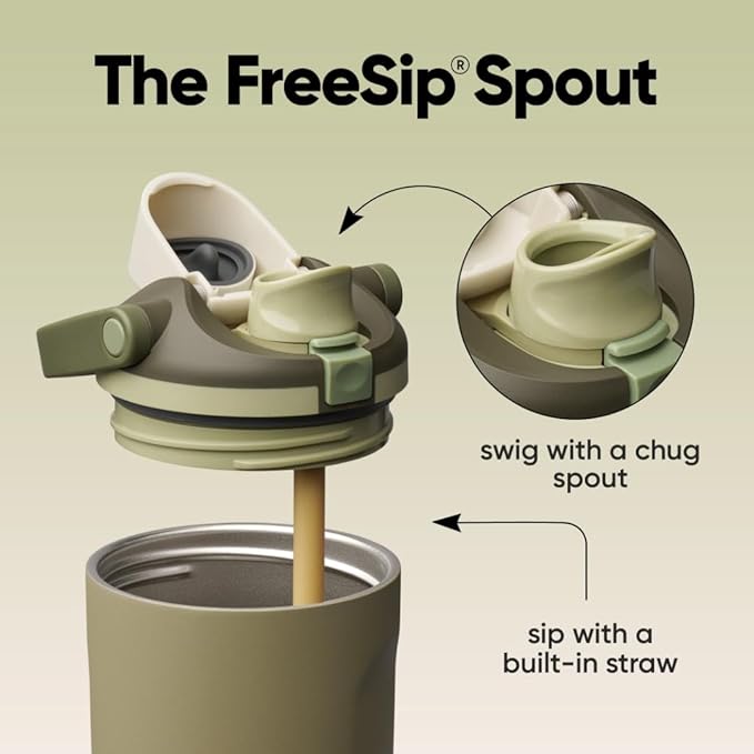 Owala FreeSip Sway Insulated Stainless Steel Water Bottle with Two-Way Spout, Built-In Straw and Bucket Handle, Made for Travel, School, and Sports, 40oz, BPA Free, Leak Proof, Off Road